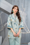 NK Everyday Lawn Co-ords – Mint Green Leaf Print Shirt & Striped Trouser Set NKE5