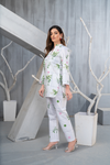 NK Everyday Lawn Co-ords – White Grid Floral Printed Shirt & Trousers Set NKE4