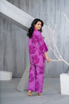 NK Everyday Lawn Co-ords – Pink Abstract Floral Short Shirt & Trouser Set NKE3
