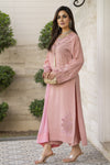 Blush Pink Raw Silk Embroidered Dress – Chand Sa Libaas by Aleezay | ALS1