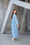 NK Everyday Lawn Co-ords – Blue Block Print Style Frock & Trousers Set NKE2