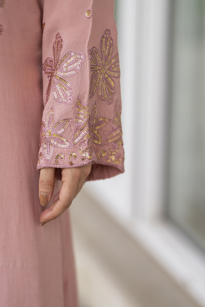 Blush Pink Raw Silk Embroidered Dress – Chand Sa Libaas by Aleezay | ALS1