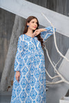 NK Everyday Lawn Co-ords – Blue Block Print Style Frock & Trousers Set NKE2