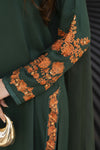 Bottle Green Embroidered 3pc Linen Pakistani Dress Linen Aura by Miski LAM5