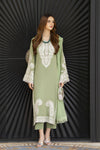 Pistachio Green Embroidered 3pc Linen Dress – Linen Aura by Miski LAM8