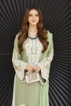 Pistachio Green Embroidered 3pc Linen Dress – Linen Aura by Miski LAM8