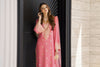 Peach Embroidered 3pc Linen Dress with Net Dupatta – Linen Aura by Miski LAM2