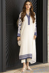 Ivory Blue Embroidered 3pc Linen Pakistani Dress – Linen Aura by Miski LAM6
