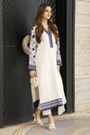 Ivory Blue Embroidered 3pc Linen Pakistani Dress – Linen Aura by Miski LAM6