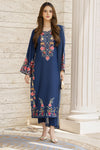 Navy Blue Embroidered 3pc Pakistani Dress Linen Womenswear Aura by Miski LAM3