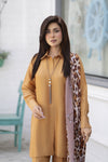 Caramel 3-Piece Poly Raw Silk Suit with Printed Silk Scarf | Essentials by Miski – EBM1