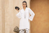 White Solid and Printed Linen 2pc Ready to Wear Dress by Gul Warun LDG6