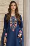 Navy Blue Embroidered 3pc Pakistani Dress Linen Womenswear Aura by Miski LAM3