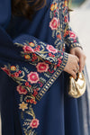 Navy Blue Embroidered 3pc Pakistani Dress Linen Womenswear Aura by Miski LAM3