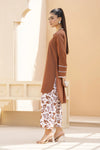 Brown Solid and Printed Linen 2pc Ready to Wear Dress by Gul Warun LDG8