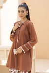 Brown Solid and Printed Linen 2pc Ready to Wear Dress by Gul Warun LDG8