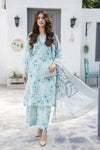 3pc Sky Blue Floral Printed Broshia Lawn Summer Womenswear by Zaiwa – LTZ3