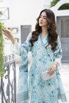 3pc Sky Blue Floral Printed Broshia Lawn Summer Womenswear by Zaiwa – LTZ3
