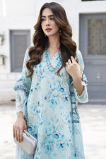 3pc Sky Blue Floral Printed Broshia Lawn Summer Womenswear by Zaiwa – LTZ3