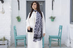 Ivory 3-Piece Poly Raw Silk Suit with Monochrome Printed Silk Scarf | Essentials by Miski – EBM5