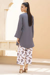 Grey Solid and Printed Linen 2pc Ready to Wear Dress by Gul Warun LDG9