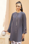 Grey Solid and Printed Linen 2pc Ready to Wear Dress by Gul Warun LDG9