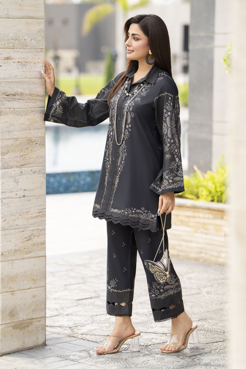 Dawn Petals by Sahar Dark-Toned Embroidered Co-ord Set DPS2