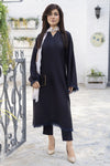 Navy 3-Piece Poly Raw Silk Suit with Printed Silk Scarf | Essentials by Miski – EBM2