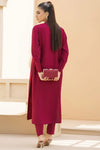 Maroon Solid Linen 2pc Ready to Wear Dress by Gul Warun LDG3