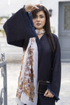 Navy 3-Piece Poly Raw Silk Suit with Printed Silk Scarf | Essentials by Miski – EBM2