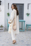 3pc Ivory Sequin Embroidered Cotton Ready to Wear Designer Womenswear by Zaiwa – LTZ5