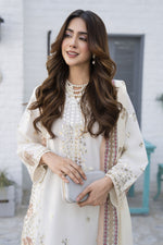 3pc Ivory Sequin Embroidered Cotton Ready to Wear Designer Womenswear by Zaiwa – LTZ5