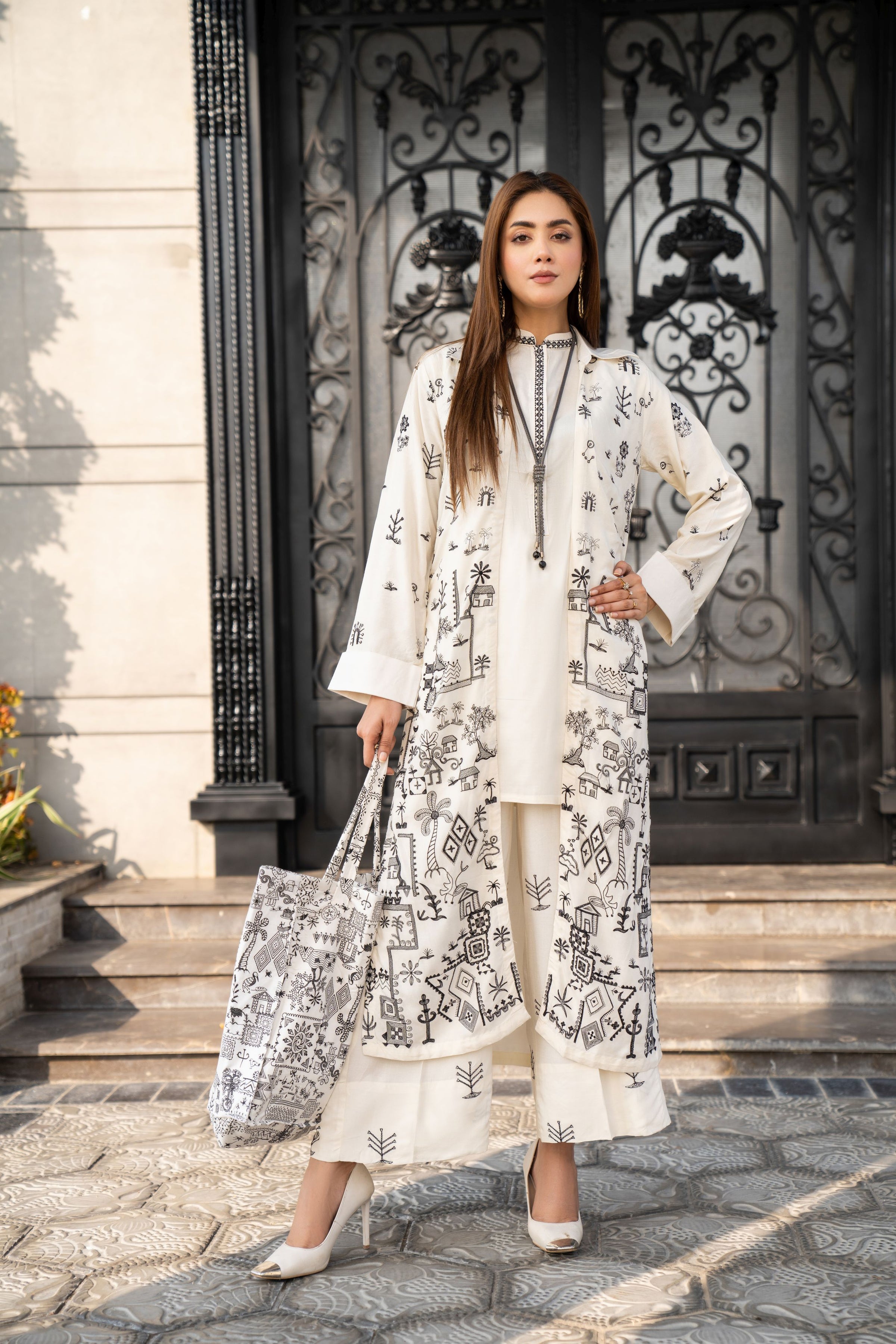 VOGUE VISTAS LINEN EMBROIDERED DRESS BY ZAIWA ZB1 – The Zaibai