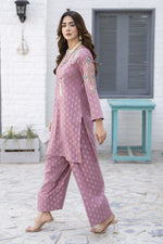 2pc Mauve Embroidered Jacquard Lawn Farshi Shalwar Suit by Zaiwa – LTZ1