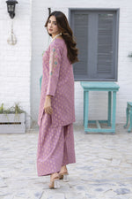 2pc Mauve Embroidered Jacquard Lawn Farshi Shalwar Suit by Zaiwa – LTZ1