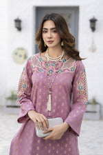2pc Mauve Embroidered Jacquard Lawn Farshi Shalwar Suit by Zaiwa – LTZ1