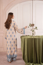 Printed Blue Floral Coord Set – Grip Coords by Sakeena Hasan GCS1