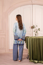 Striped Blue Floral Coord Set – Grip Coords by Sakeena Hasan GCS2