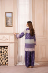 Purple and Ivory Printed Coord Set – Grip Coords by Sakeena Hasan GCS4