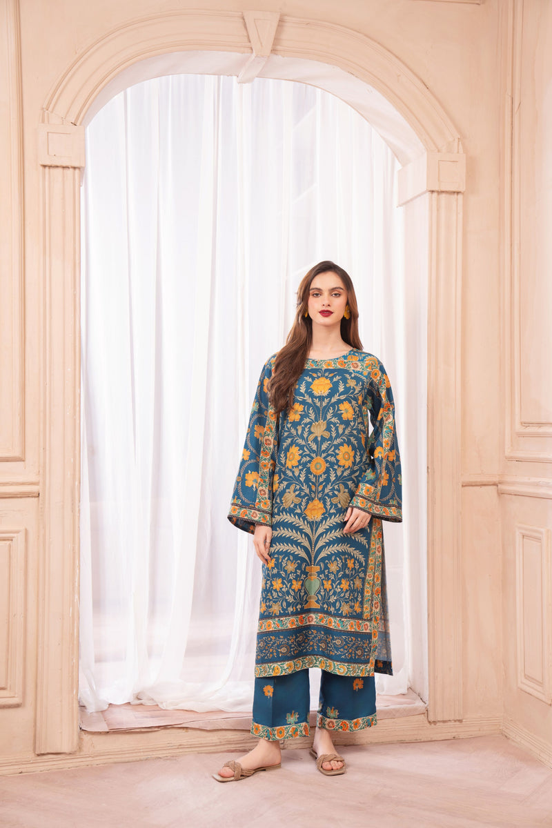 Teal and Mustard Mughal Motif Coord Set – Grip Coords by Sakeena Hasan GCS7