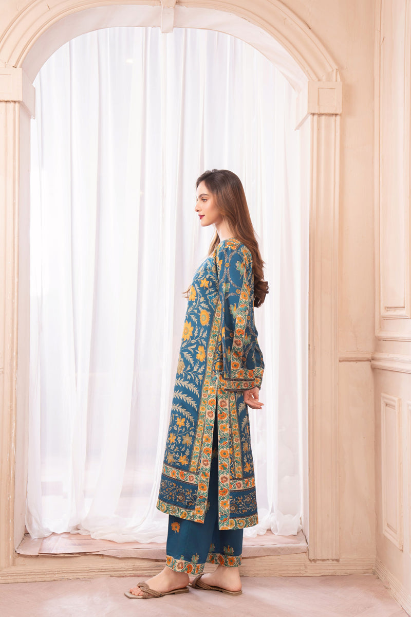 Teal and Mustard Mughal Motif Coord Set – Grip Coords by Sakeena Hasan GCS7