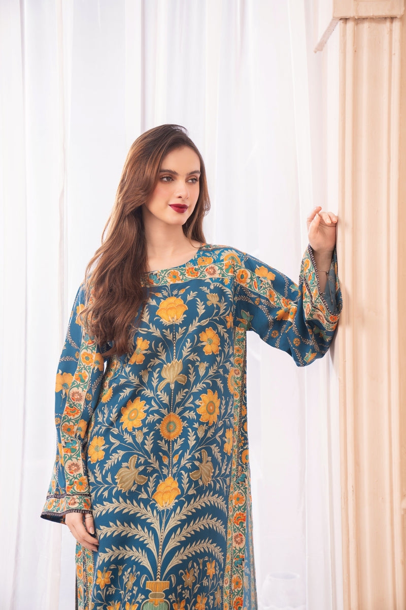 Teal and Mustard Mughal Motif Coord Set – Grip Coords by Sakeena Hasan GCS7