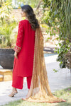 Radiant Red Embroidered 3pc Raw Silk Suit – Ros1 by Gul Warun