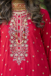 Radiant Red Embroidered 3pc Raw Silk Suit – Ros1 by Gul Warun
