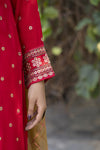Radiant Red Embroidered 3pc Raw Silk Suit – Ros1 by Gul Warun