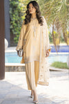 Champagne Gold Embroidered 3pc Raw Silk Suit – Ros2 by Gul Warun