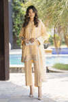 Champagne Gold Embroidered 3pc Raw Silk Suit – Ros2 by Gul Warun