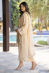 Champagne Gold Embroidered 3pc Raw Silk Suit – Ros2 by Gul Warun