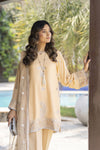Champagne Gold Embroidered 3pc Raw Silk Suit – Ros2 by Gul Warun