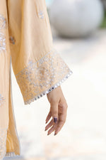 Champagne Gold Embroidered 3pc Raw Silk Suit – Ros2 by Gul Warun